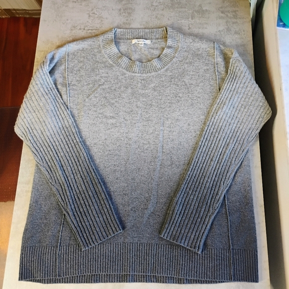 Splendid Divine Cashmere Sweater Gray Charcoal Dip Dye Ribbed Size Medium - Picture 11 of 14